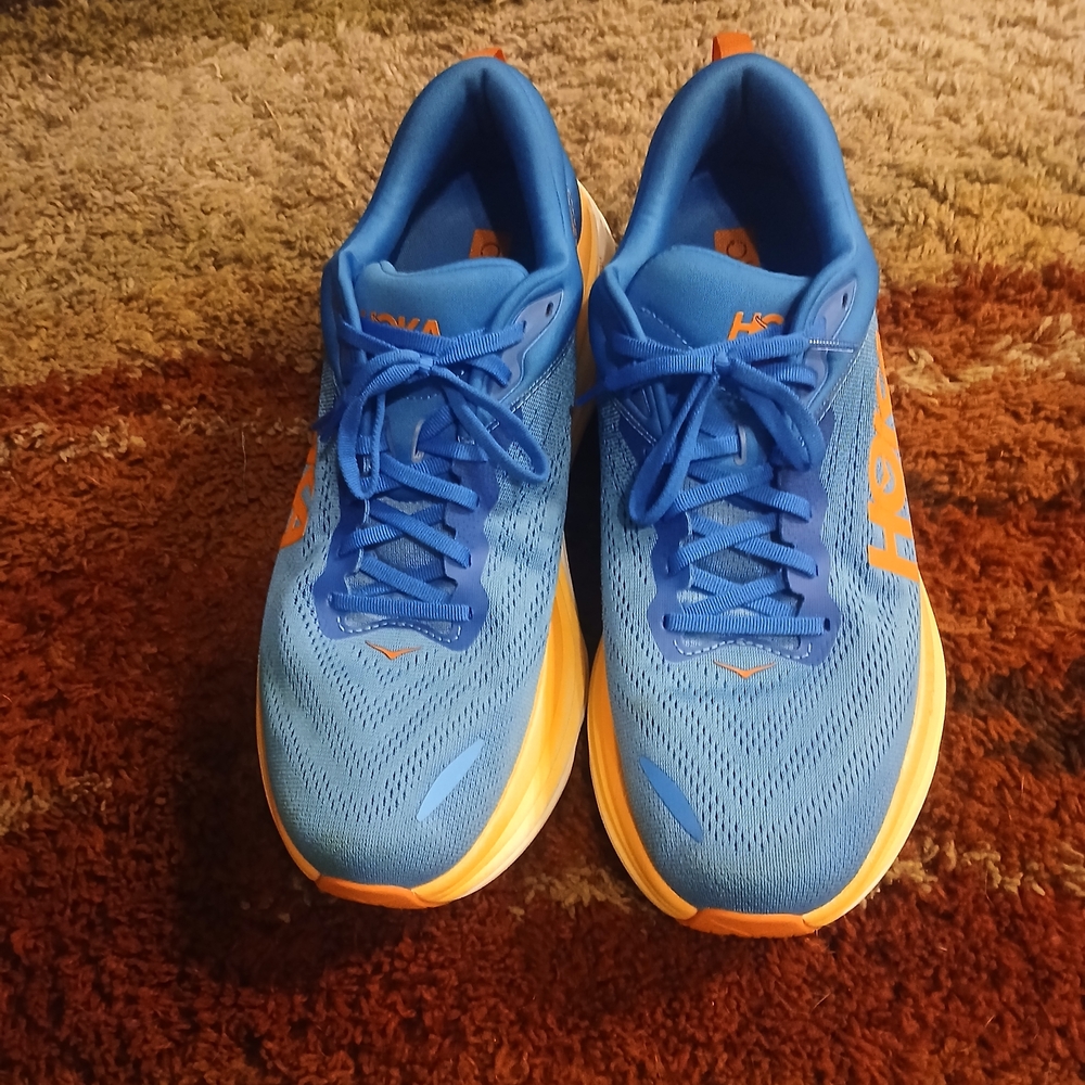 Hoka Bondi 8 Blue and Orange Running Shoes